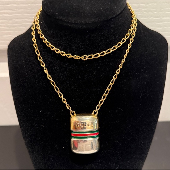 Vintage Gucci Pill Box Pendant Necklace